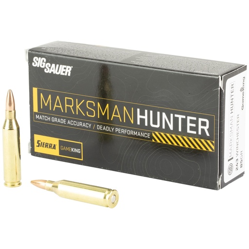 [E243GK85-20] Sig Sauer Marksman Hunter 243 Winchester 85 Grain Gameking Boat Tail Hollow Point 20 Round Box 