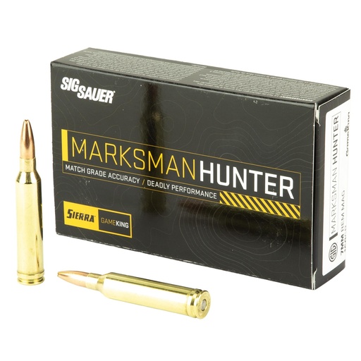 [E7RMGK160-20] Sig Sauer Marksman Hunter 7MM Remington Magnum 160 Grain Gameking Boat Tail Hollow Point 20 Round Box 
