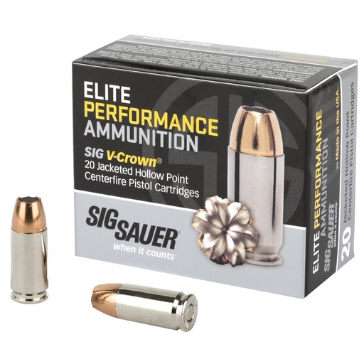 [E9MMA1-20] Sig Sauer Elite Performance V-Crown 9MM 115 Grain Jacketed Hollow Point 20 Round Box 