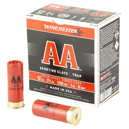 [AASC12508] Winchester Ammunition AA Supersport Sporting Clay 12 Gauge 2.75 #8 1 oz Shotshell 25 Round Box 