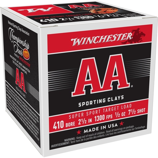 [AASC417] Winchester Ammunition AA SUPER SPORT 410 Gauge 2.5 1/2 OZ #7.5 Shot Shell 25 Round Box 