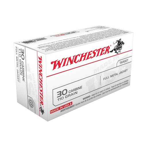 [Q3132] Winchester Ammunition USA 30 Carbine 110 Grain Full Metal Jacket 50 Round Box 