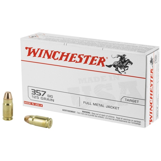 [Q4309] Winchester Ammunition USA 357SIG 125 Grain Full Metal Jacket 50 Round Box 
