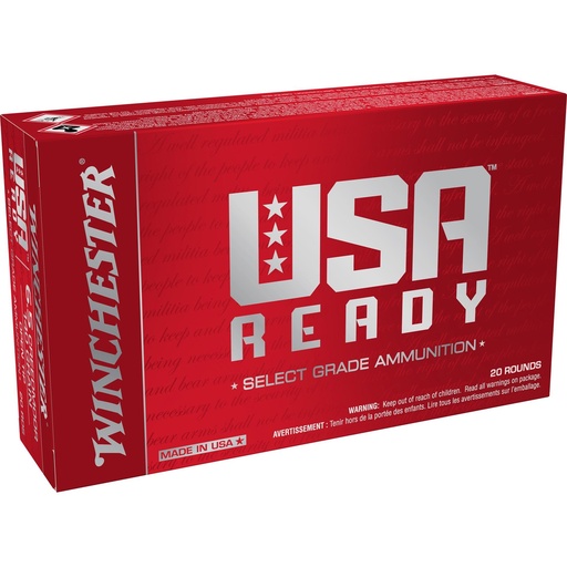 [RED65140] Winchester Ammunition USA READY 6.5 Creedmoor 140 Grain Full Metal Jacket Open Tip Bullet 20 Round Box 