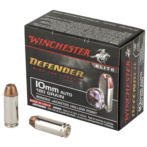 [S10MMPDB] Winchester Ammunition Defender 10MM 180 Grain Bonded Jacketed Hollow Point 20 Round Box 