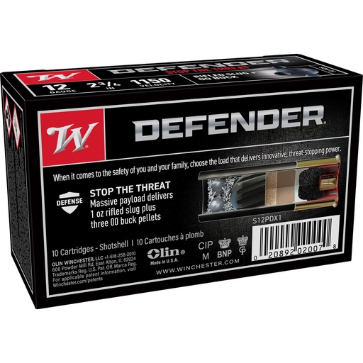 [S12PDX1] Winchester Ammunition Defender Supreme Elite 12 Gauge 2.75 Buckshot 10 Round Box 
