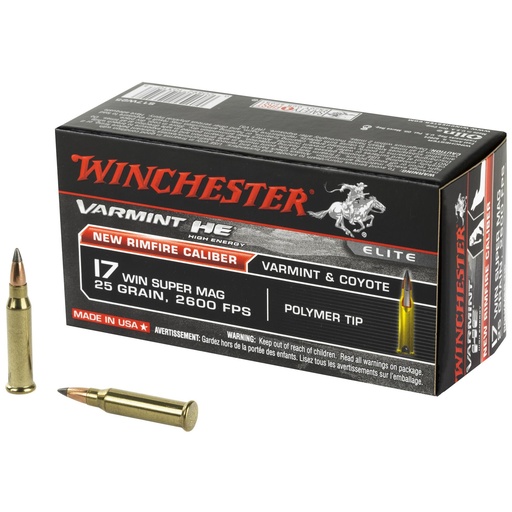 [S17W25] Winchester Ammunition Varmint HE 17WSM 25 Grain Polymer Tip 50 Round Box 