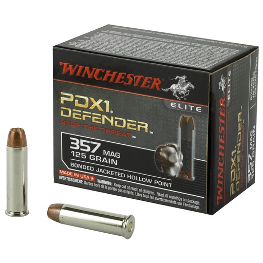 [S357MPDB] Winchester Ammunition Defender Supreme Elite 357MAG 125 Grain Bonded Jacketed Hollow Point PDX1 20 Round Box 