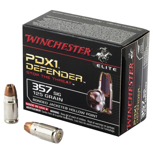 [S357SPDB] Winchester Ammunition Defender Supreme Elite 357SIG 125 Grain Bonded Jacketed Hollow Point PDX1 20 Round Box 