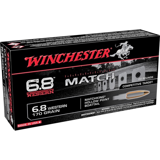 [S68WM] Winchester Ammunition Match 6.8 Western 170Gr Hollow Point 20 Round Box 