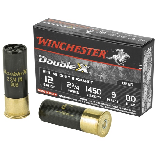 [SB1200] Winchester Ammunition Double X 12 Gauge 2.75 00 Buck Buckshot 9 Pellets 5 Round Box 