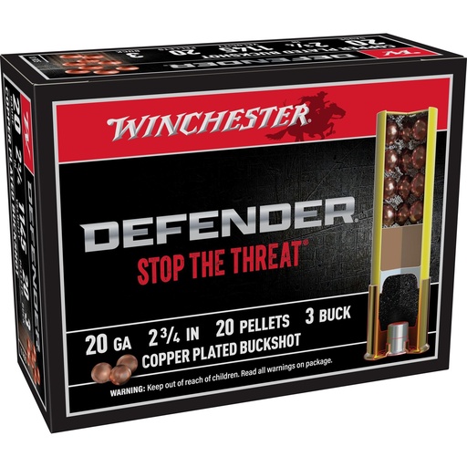 [SB203PD] Winchester Ammunition Defender 20 Gauge 2.75 #3 Buck Buckshot 10 Round Box 