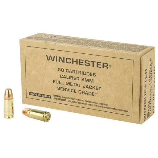 [SG9W] Winchester Ammunition Service Grade 9MM 115Gr Full Metal Jacket 50 Round Box 