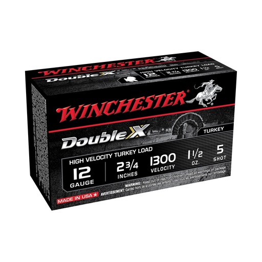 [STH125] Winchester Ammunition Double X High Velocity Turkey 12 Gauge 2.75 #5 1.5 oz. Shotshell 10 Round Box 