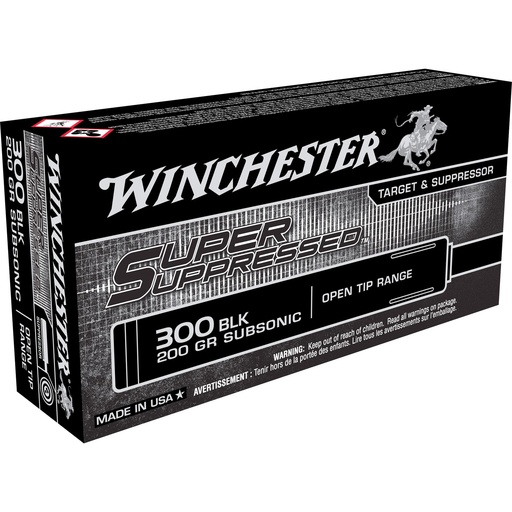 [SUP300BLK] Winchester Ammunition Super Suppressed 300 Blackout 200 Grain Open Tip 20 Round Box 