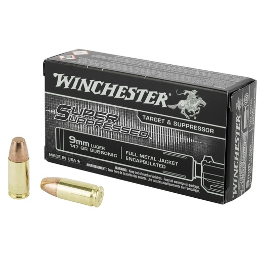 [SUP9] Winchester Ammunition Super Suppressed 9MM 147 Grain Full Metal Jacket Encapsulated 50 Round Box 