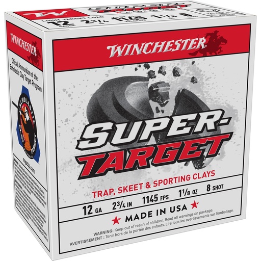 [TRGT128] Winchester Ammunition Super Target 12 Gauge 2.75" #8 1 1/8 oz 25 Round Box 