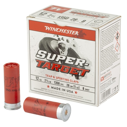 [TRGT13508] Winchester Ammunition Super Target 12 Gauge 2.75" #8 Shot 1 oz Shotshell 25 Round Box 