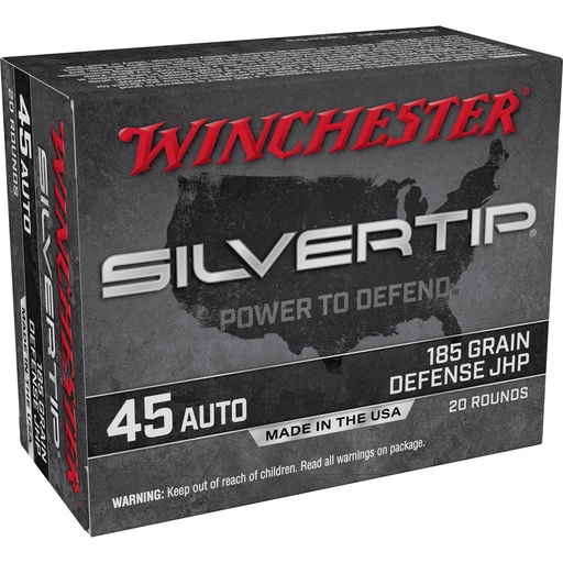 [W45AST] Winchester Ammunition Silvertip 45 ACP 185 Grain Hollow Point 20 Rounds 