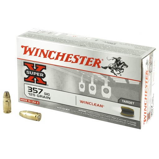 [WC357SIG] Winchester Ammunition Super X Winclean 357SIG 125 Grain Brass Enclosed Base Clean 50 Round Box 