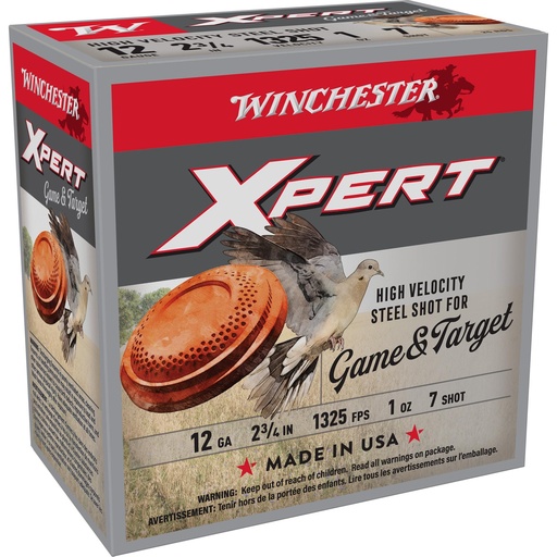 [WE12GT7] Winchester Ammunition Xpert 12 Gauge 2.75" #7 1oz Steel Shot Lead Free 25 Round Box California Certified Nonlead Ammunition 