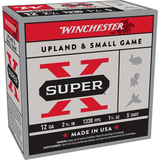 [X125] Winchester Ammunition Super-X Upland 12 Gauge 2.75" #5 Shot 1 1/4 oz Shotshell 25 Round Box 