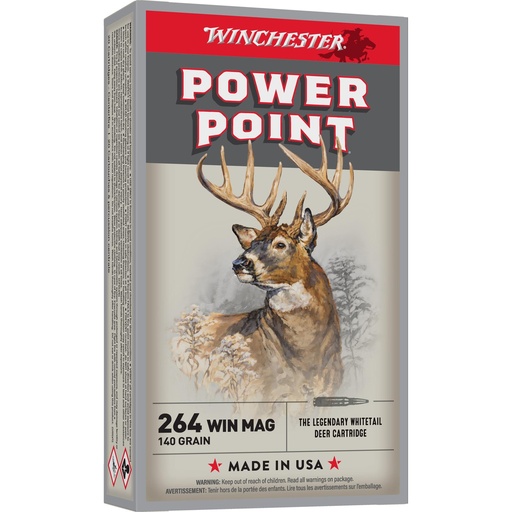 [X2642] Winchester Ammunition Super-X 264WIN 140 Grain Power Point 20 Round Box 