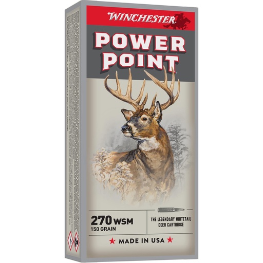 [X270WSM] Winchester Ammunition Super-X 270 WSM 150 Grain Power Point 20 Round Box 