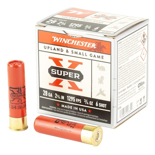 [X286] Winchester Ammunition SUPER X HIGH BRASS 28 Gauge 2.75" #6 3/4 oz Lead Shot 25 Round Box 