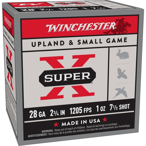 [X28H7] Winchester Ammunition SUPER-X Upland Highbrass 28 Gauge 2.75" #7.5 1 oz Shotshell 25 Round Box 