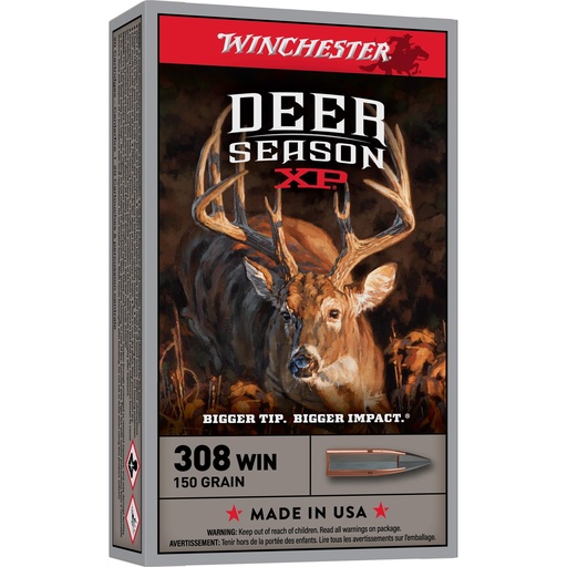 [X308DS] Winchester Ammunition Deer Season 308 Win 150 Grain Extreme Point Polymer Tip 20 Round Box 