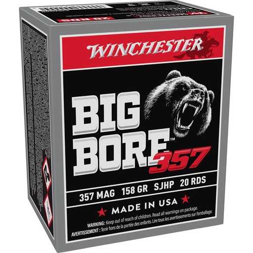 [X357MBB] Winchester Ammunition Big Bore 357 Magnum 158 Grain Jacketed Soft Point Bullet 20 Round Box 