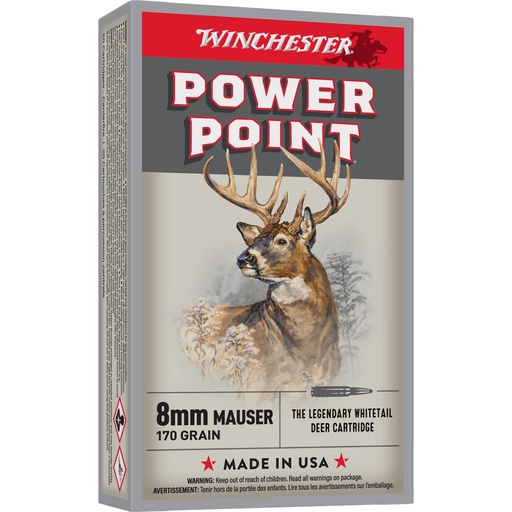 [X8MM] Winchester Ammunition Super-X 8MM Mauser 170 Grain Power Point 20 Round Box 