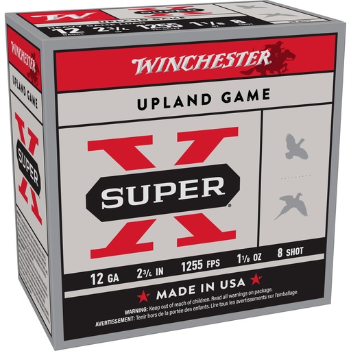 [XU12H8] Winchester Ammunition Super-X 12 Gauge 2.75" Heavy Game Load #8 1.125 oz. Shotshell 25 Round Box 