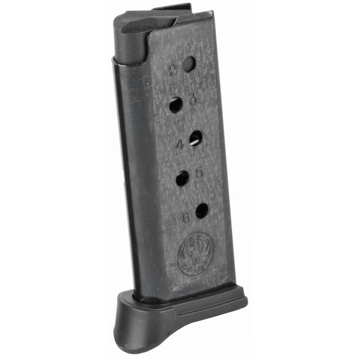 [90333] Ruger Magazine 380ACP 6Rds Fits Ruger LCP with Finger Rest Steel Blued Finish 