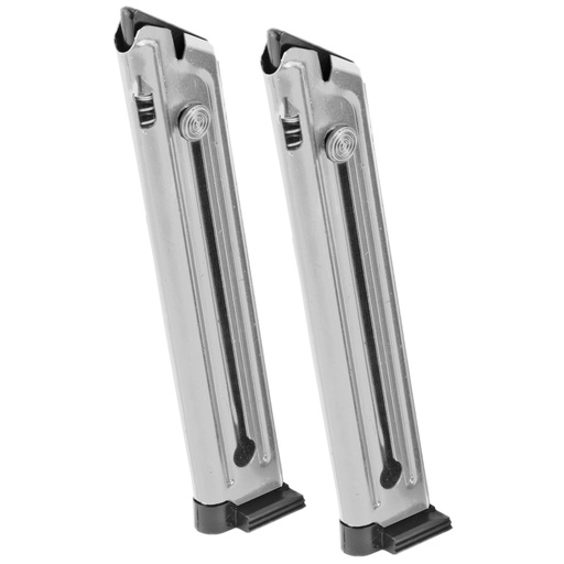 [90645] Ruger Magazine 22LR 10Rds Fits Ruger MKIV and MKIII 2 Pack E-nickel Finish 