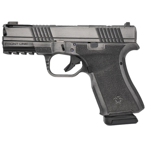 [BRO-FLP-9MM-GMGB-PLUS] Black Rain Ordnance Frontline + 9MM 4" Optics Ready Cerakote Battle Worn Gun Metal Gray 15 Round