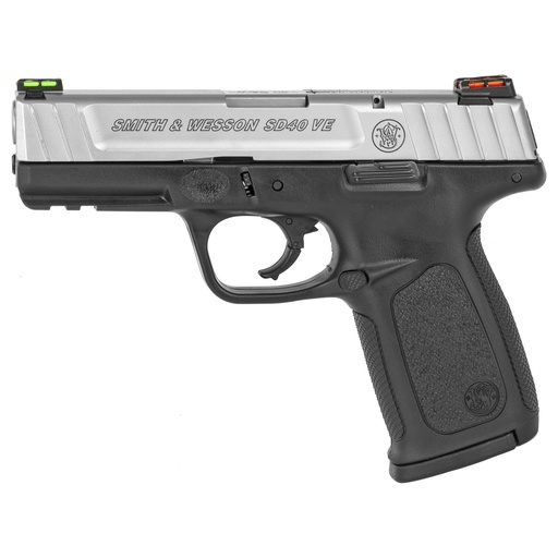 [11908] Smith & Wesson SD40VE .40 S&W 4" Stainless Slide Black Frame HiViz Fiber Optic Sights 10 Round California Compliant