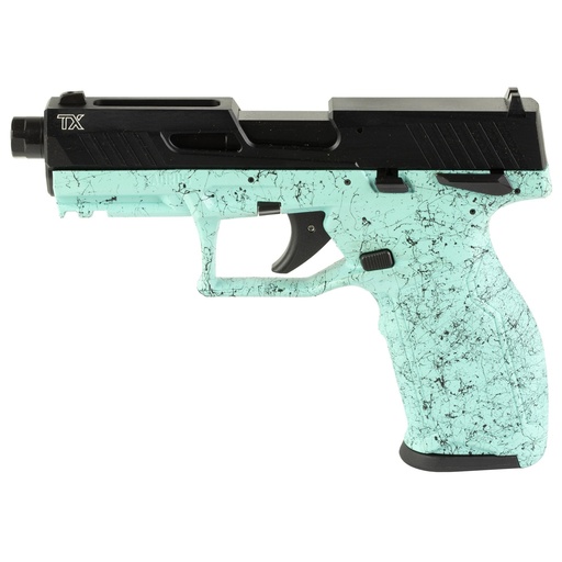 [1-2TX22141SP4] Taurus TX22 .22LR 4.6" Threaded Barrel Cyan Splatter Finish 22 Round Capacity