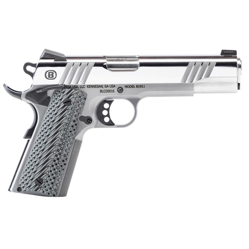 [B19117050PMBG] Bersa B1911 .45 ACP 5" Barrel Polished Stainless Steel Black Trim Tritium Front Sight 8 Round