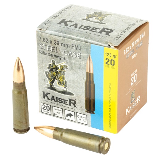 [AM8313] Century Arms Kaiser 7.62X39 123 Grain Full Metal Jacket Steel Case 20 Round Box