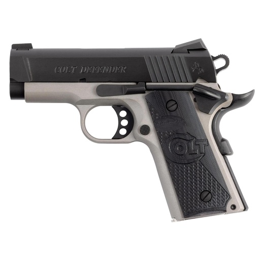 [O7000XE-TT] Colt Defender .45 ACP 3" Silver Frame Black Slide G10 Grips 7 Round