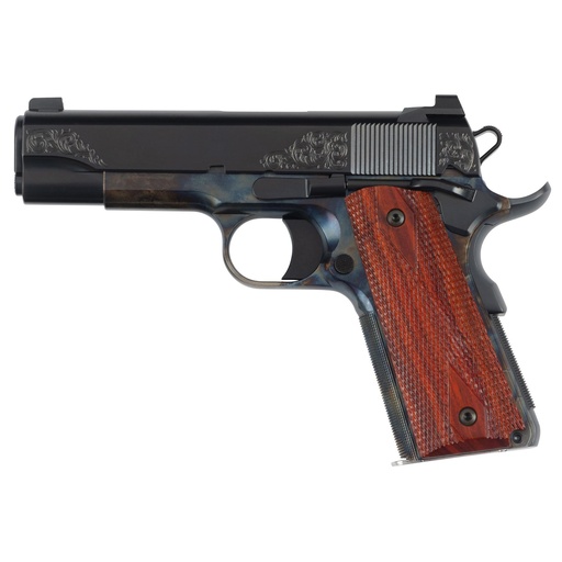 [01779] Dan Wesson Heirloom .45 ACP 4.25" Color Case Finish Engraved Blued Slide Cocobolo Grips 8 Round