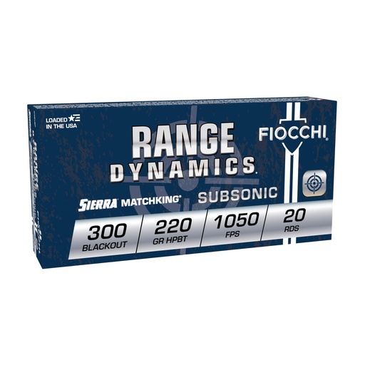 [300BLKSUB] Fiocchi Ammunition Range Dynamics 300 Blackout 220 Grain Subsonic Hollow Point Boat Tail