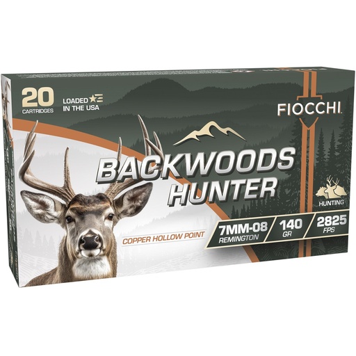 [7MM08BHC] Fiocchi Ammunition Backwoods Hunter 7MM-08 140 Grain Copper Hollow Point 20 Round