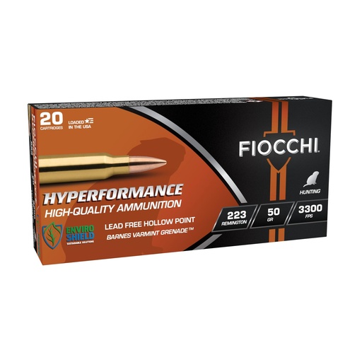 [223VG20] Fiocchi Ammunition Hyperformance .223 Remington 50 Grain Hollow Point 20 Round Box