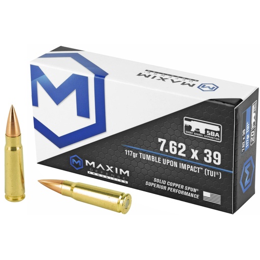 [MXM-49003] Maxim Defense Industries SBA Short Barrel Ammunition 7.62X39 117 Grain TUI 20 Round