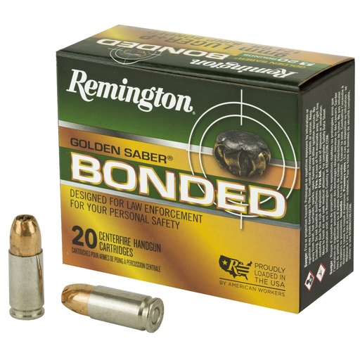 [29341] Remington Golden Saber 9MM 124 Grain Brass Jacketed Hollow Point Bonded 20 Round Box