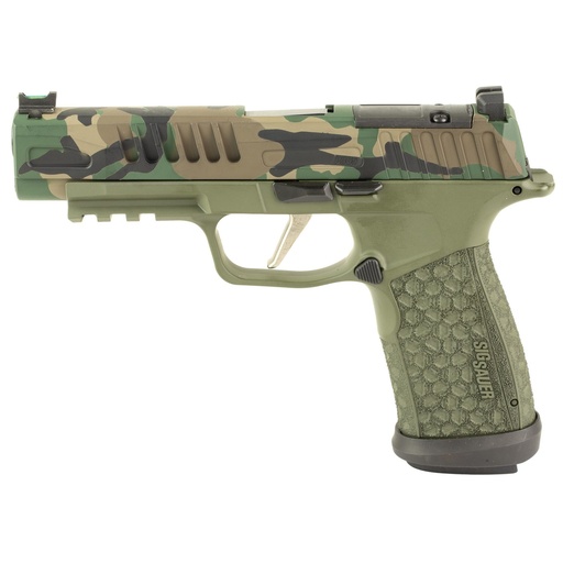 [365XF9BFOWOODLANDSKY] Sig Sauer P365 Fuse 9MM 4.3" Barrel M81 Camo Slide Olive Drab Green Frame 21 Round Capacity
