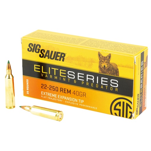 [E225VP40-20] Sig Sauer Elite Series .22-250 Remington 40 Grain Varmint & Predator 20 Round Box